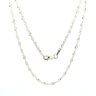 925 Sterling Silver 2.0mm Singapore Chain, Lobster Clasp