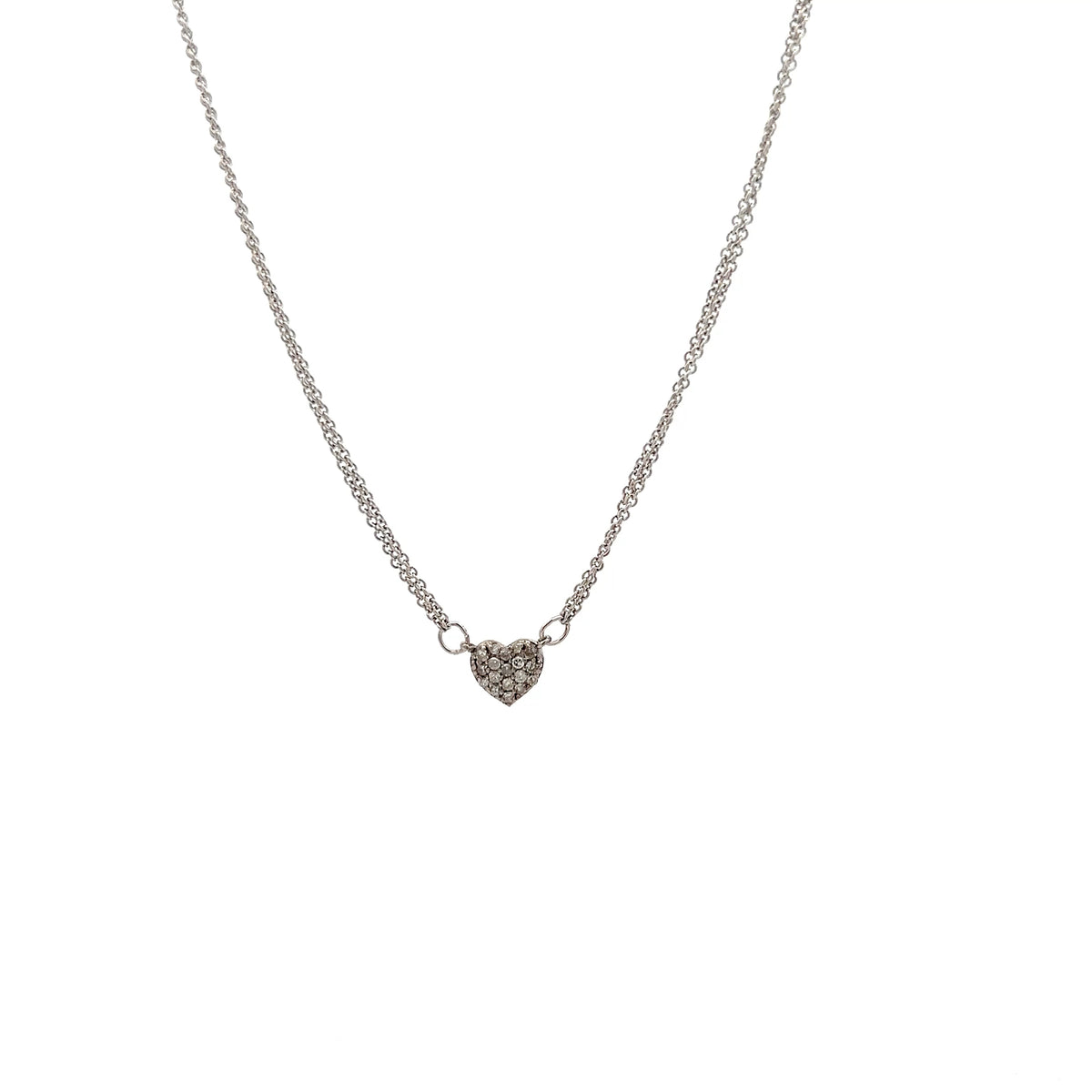 Sterling Silver 0.13cttw Diamond Heart  Pendant, 18"