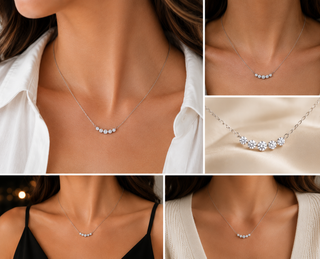 Sterling Silver Bezel Set Lab Grown Diamond Necklace 18"