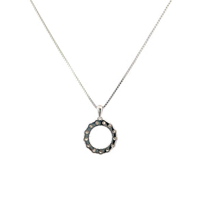Sterling Silver Circle Lab Grown Diamond Necklace 18"
