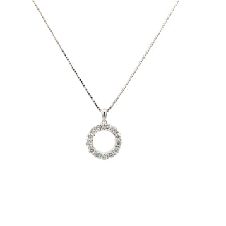 Sterling Silver Circle Lab Grown Diamond Necklace 18"
