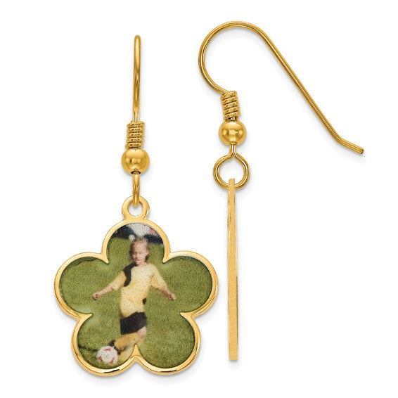 Pendientes de joyería con imagen en forma de flor de plata esterlina/chapados en oro - HECHOS A PEDIDO 