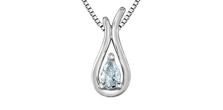 Sterling Silver Lab Grown Diamond Pear Drop  Necklace 18"