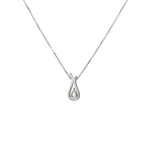 Sterling Silver Lab Grown Diamond Pear Drop  Necklace 18"