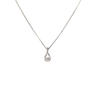 Sterling Silver Lab Grown Diamond Solitaire Twisted Necklace 18"