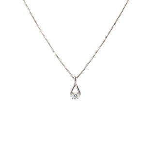 Sterling Silver Lab Grown Diamond Solitaire Twisted Necklace 18"