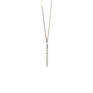 Sterling Silver Lab Grown Diamond Vertical Bar Necklace 18"