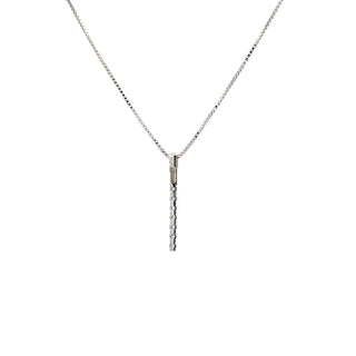 Sterling Silver Lab Grown Diamond Vertical Bar Necklace 18"