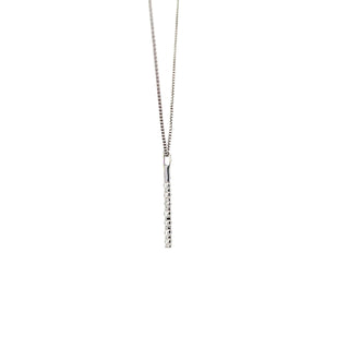 Sterling Silver Lab Grown Diamond Vertical Bar Necklace 18"