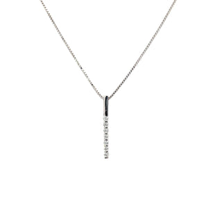 Sterling Silver Lab Grown Diamond Vertical Bar Necklace 18"