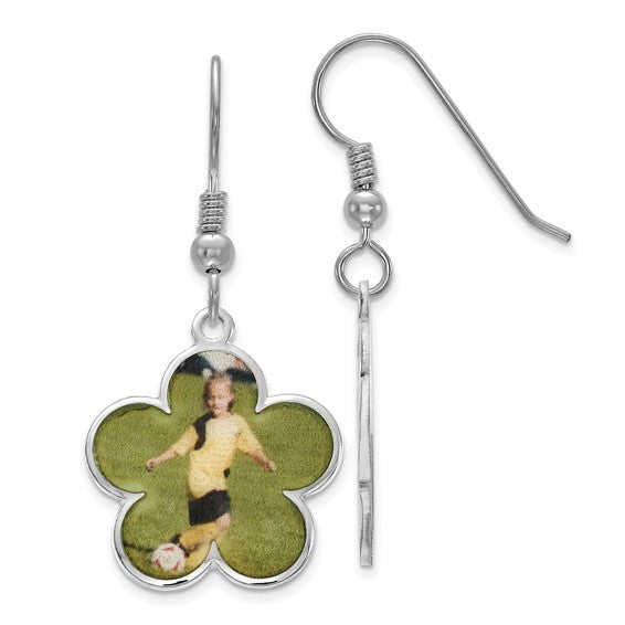 Pendientes de joyería con imagen en forma de flor de plata esterlina/chapados en rodio - HECHOS A PEDIDO 