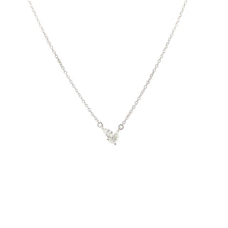 Sterling Silver Toi et Moi Lab Grown Diamond Necklace 18"