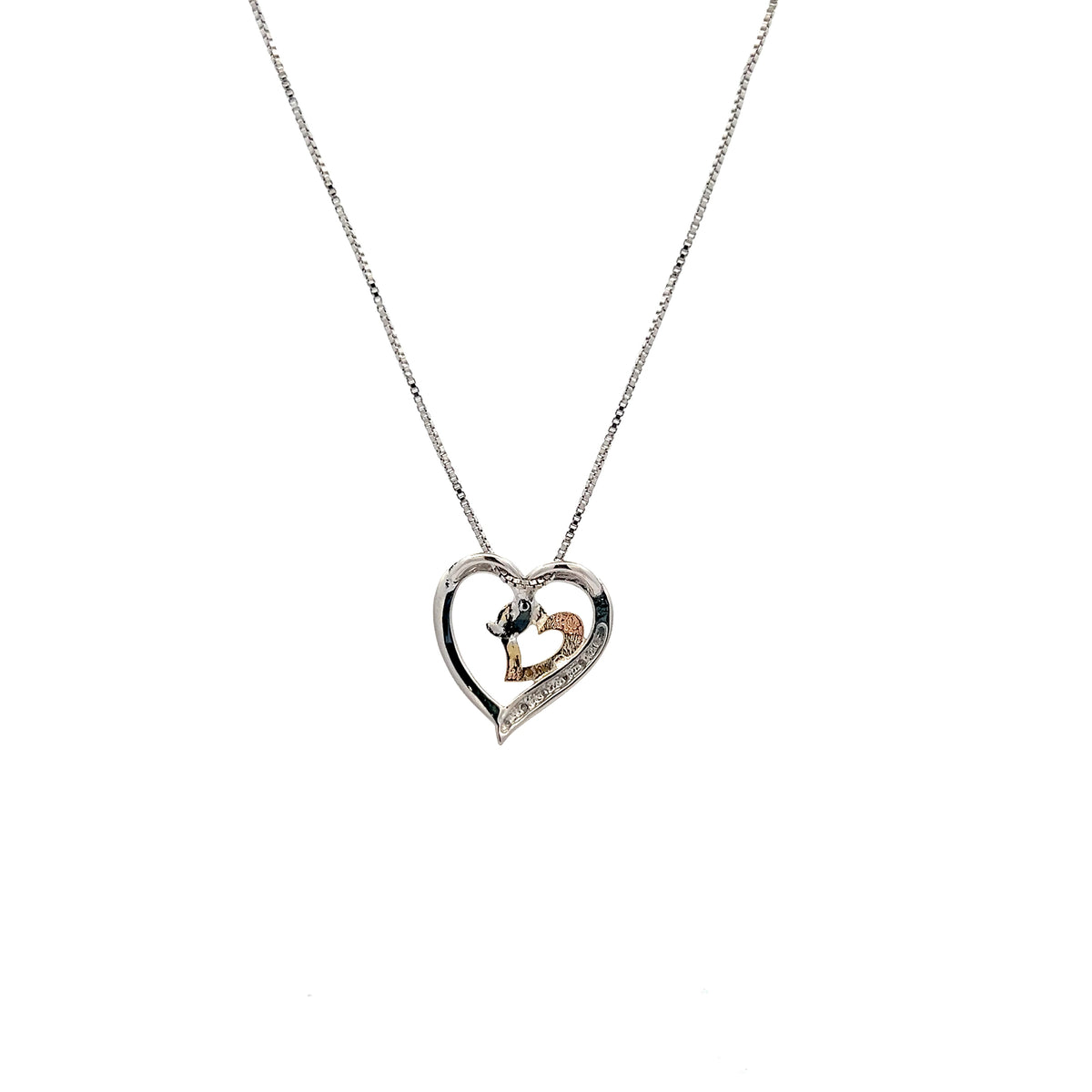 Sterling Silver and 10K Yellow Gold Heart Diamond Necklace , 18"