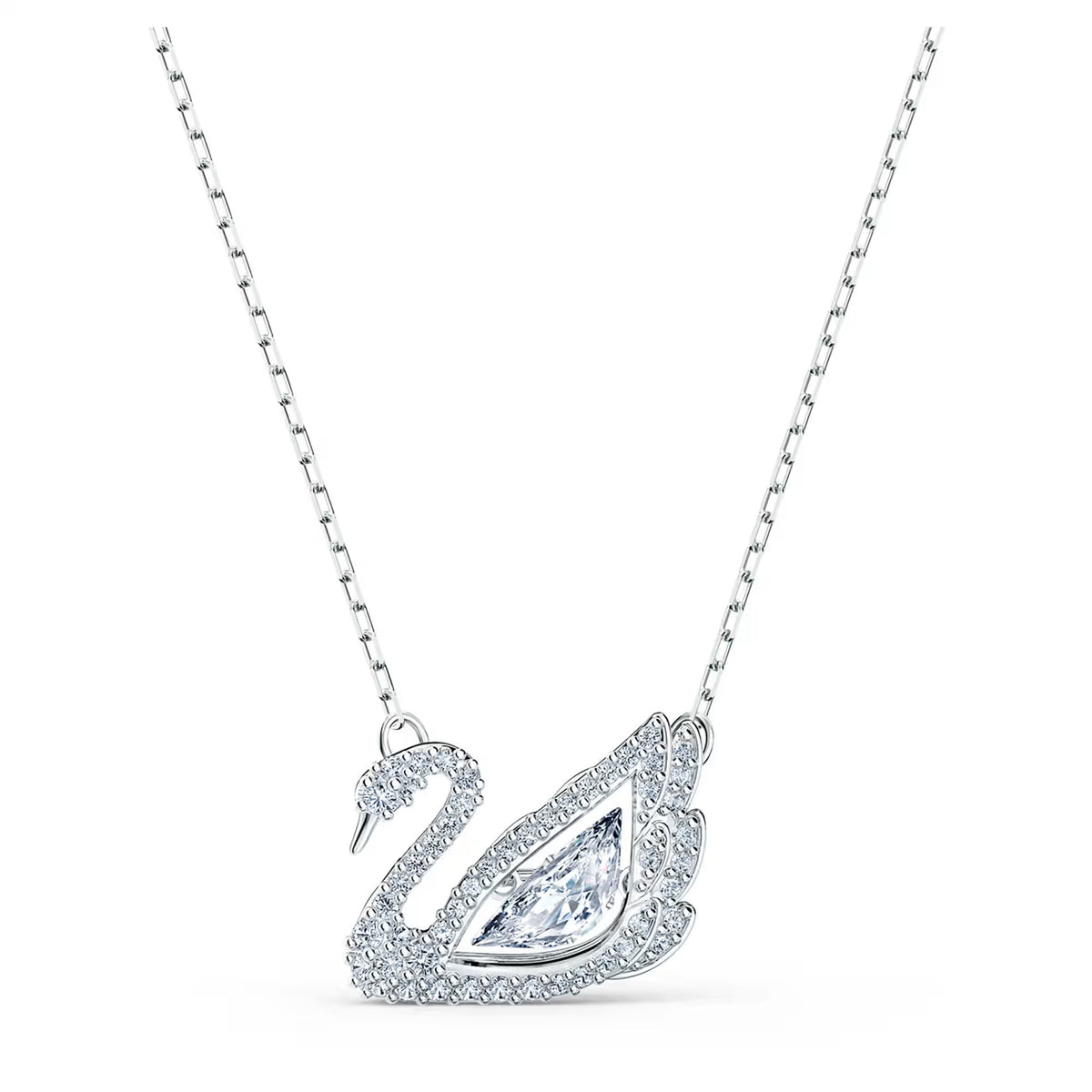 Swarovski Swan necklace, Swan, White, Rhodium plated - 5514421