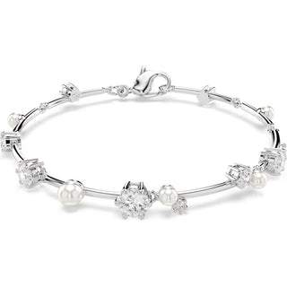 Swarovski - Constella Tennis bracelet, Crystal pearl, Round cuts, White, Rhodium plated 5707511