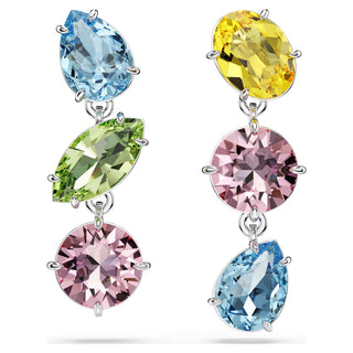 Swarovski - Gema drop earrings Asymmetrical design, Mixed cuts, Multicoloured, Rhodium plated - 5692406 Discontinued