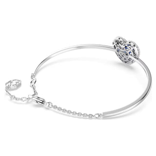 Swarovski - Brazalete Hyperbola, Corazón, Azul, Baño de rodio - 5680393 