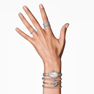 Swarovski - Brazalete Hyperbola, Corazón, Azul, Baño de rodio - 5680393 
