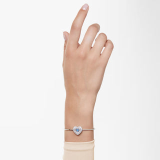 Swarovski - Brazalete Hyperbola, Corazón, Azul, Baño de rodio - 5680393 