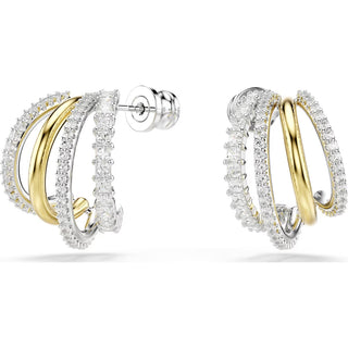 Swarovski - Hyperbola hoop earrings, Mixed cuts, Mini, White, Mixed metal finish - 5689718/5701590 (SS)