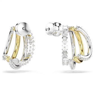 Swarovski - Hyperbola hoop earrings, Mixed cuts, Mini, White, Mixed metal finish - 5689718/5701590 (SS)