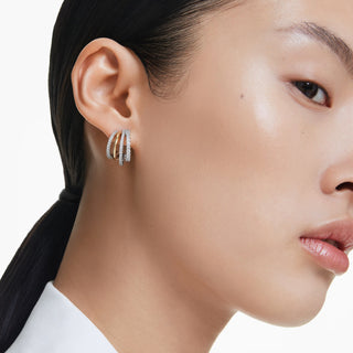 Swarovski - Hyperbola hoop earrings, Mixed cuts, Mini, White, Mixed metal finish - 5689718/5701590 (SS)