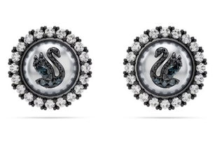 Swarovski - Iconic Swan stud earrings, Swan, Gray, Ruthenium plated - 5680848 - Discontinued
