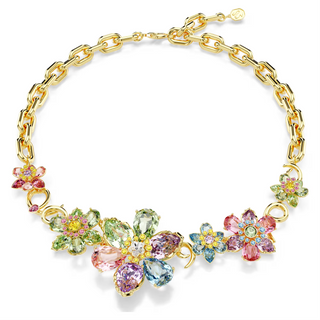 Swarovski - Idyllia necklace, Mixed cuts, Flower, Multicolored, Gold-tone plated 5709030