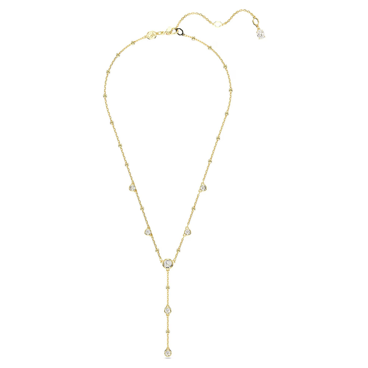 Swarovski - Imber Y necklace Round cut, White, 18k gold plated - 5684510