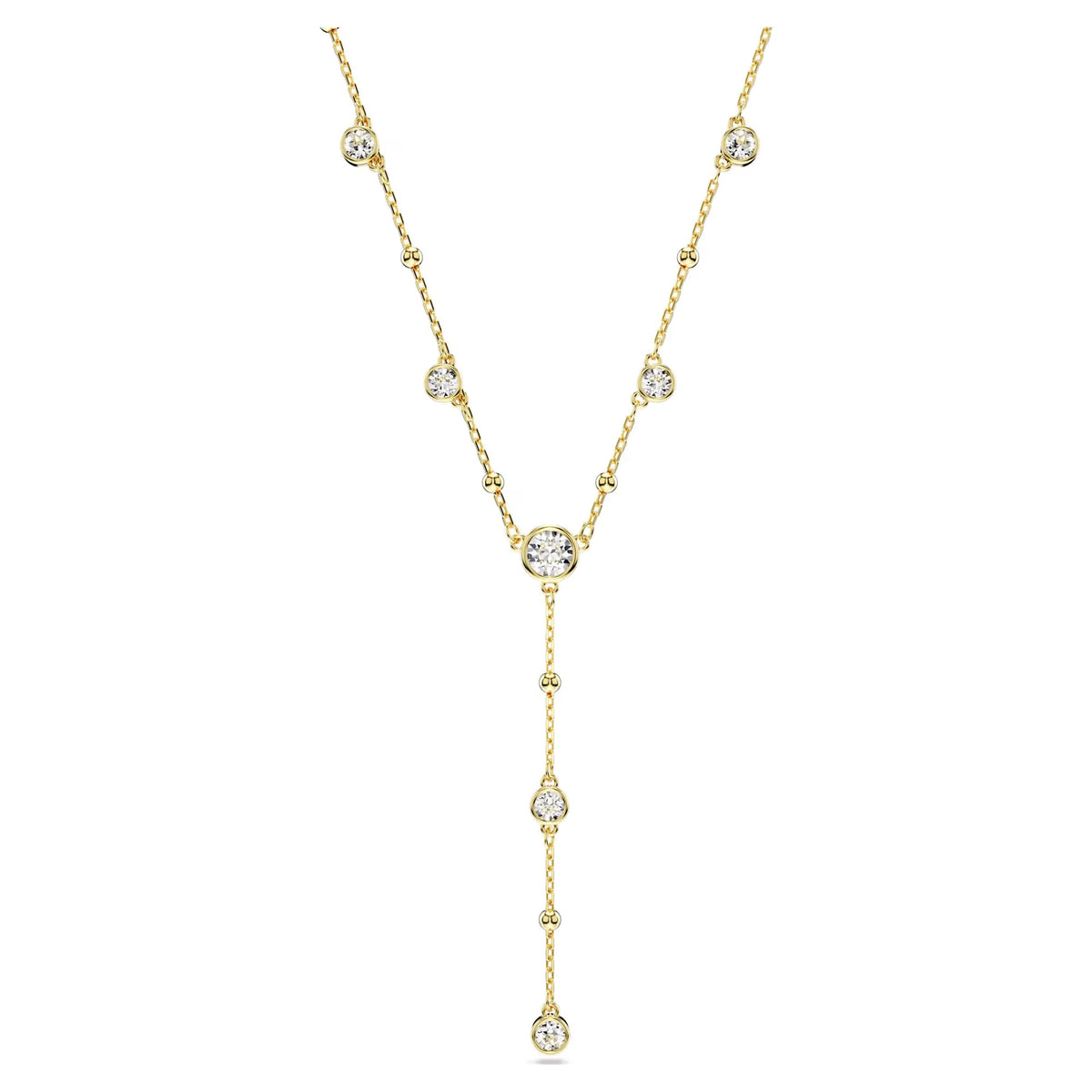 Swarovski - Imber Y necklace Round cut, White, 18k gold plated - 5684510