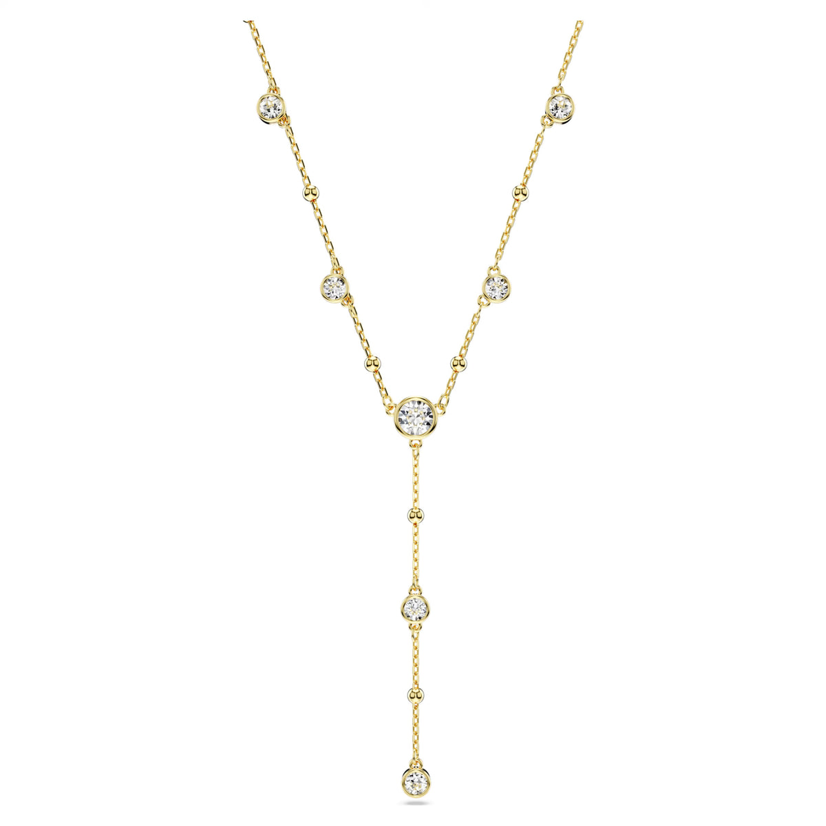 Swarovski - Imber Y necklace Round cut, White, 18k gold plated - 5684510