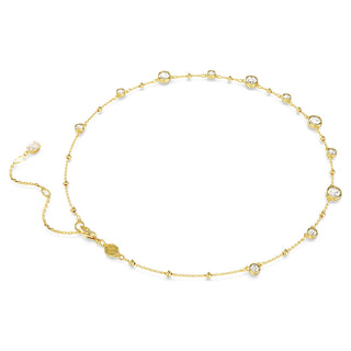Swarovski - Collar Imber, Corte redondo, Diseño disperso, Blanco, Baño en tono oro - 5680090