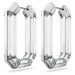 Swarovski -  Lucent hoop earrings, Statement, Octagon shape, White - 5671087 Discontinued