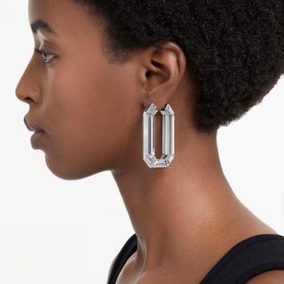 Swarovski -  Lucent hoop earrings, Statement, Octagon shape, White - 5671087 Discontinued