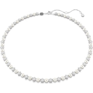 Swarovski - Matrix Tennis necklace, Crystal pearl, Round cut, White, Rhodium plated 5689623