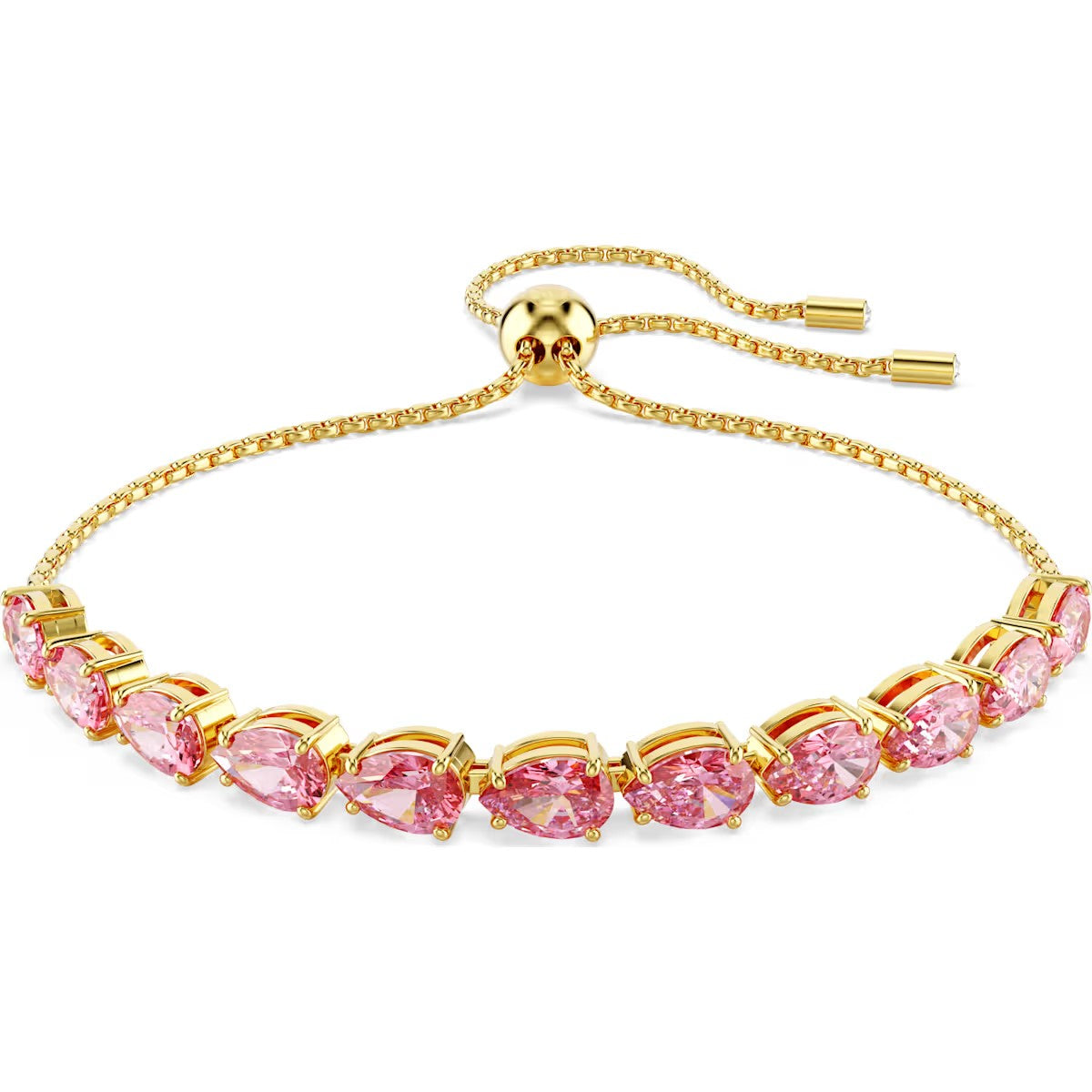 Swarovski - Matrix bracelet, Pear cut, Pink, Gold-tone plated 5707187