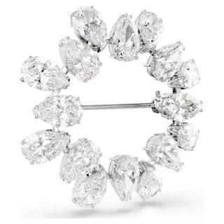 Swarovski - Matrix brooch, Pear cut, White, Rhodium plated 5714646