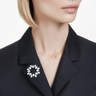 Swarovski - Matrix brooch, Pear cut, White, Rhodium plated 5714646