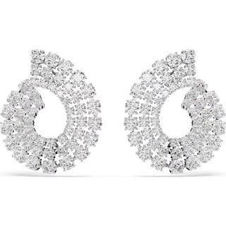 Swarovski - Matrix hoop earrings, Mixed round cuts, White, Rhodium plated 5705834