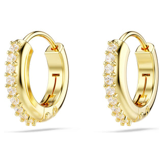 Swarovski - Matrix hoop earrings, Round cut, White, Gold-tone plated - 5697228