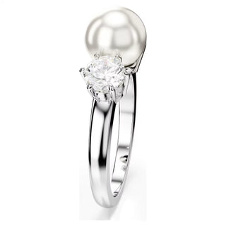 Swarovski - Matrix ring, Crystal pearl, Round cut, White, Rhodium plated Size 58 - 5689628 Discontinued