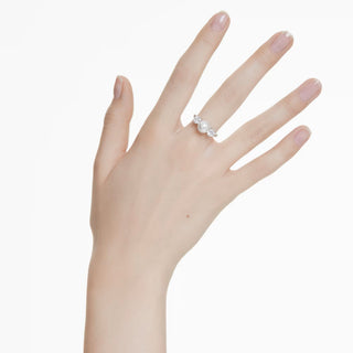 Swarovski - Matrix ring, Crystal pearl, Round cut, White, Rhodium plated Size 58 - 5689628 Discontinued