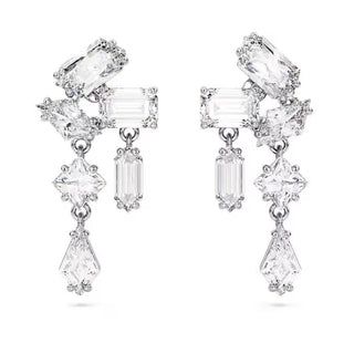 Swarovski - Mesmera drop earrings, Mixed cuts, White, Rhodium plated 5665825/5689700 (SS)