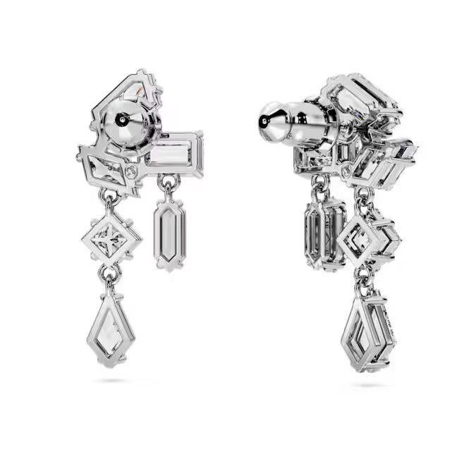 Swarovski - Mesmera drop earrings, Mixed cuts, White, Rhodium plated 5665825/5689700 (SS)