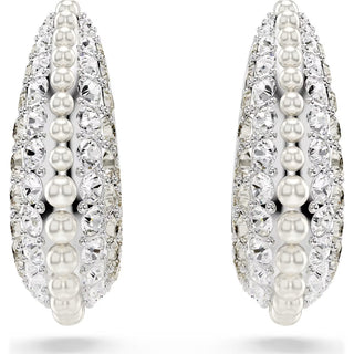 Swarovski - Sublima drop earrings, Crystal pearl, Round cut, White, Rhodium plated - 5692107 Discontinued