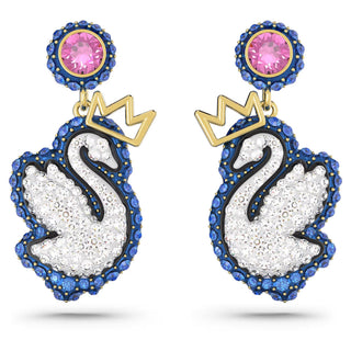 Swarovski - Swan drop earrings Swan, Blue, Gold-tone plated - 5649196 - Discontinued