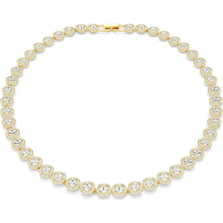 Swarovski - Una Angelic Tennis necklace, Round cut, White, Gold-tone plated 5720505