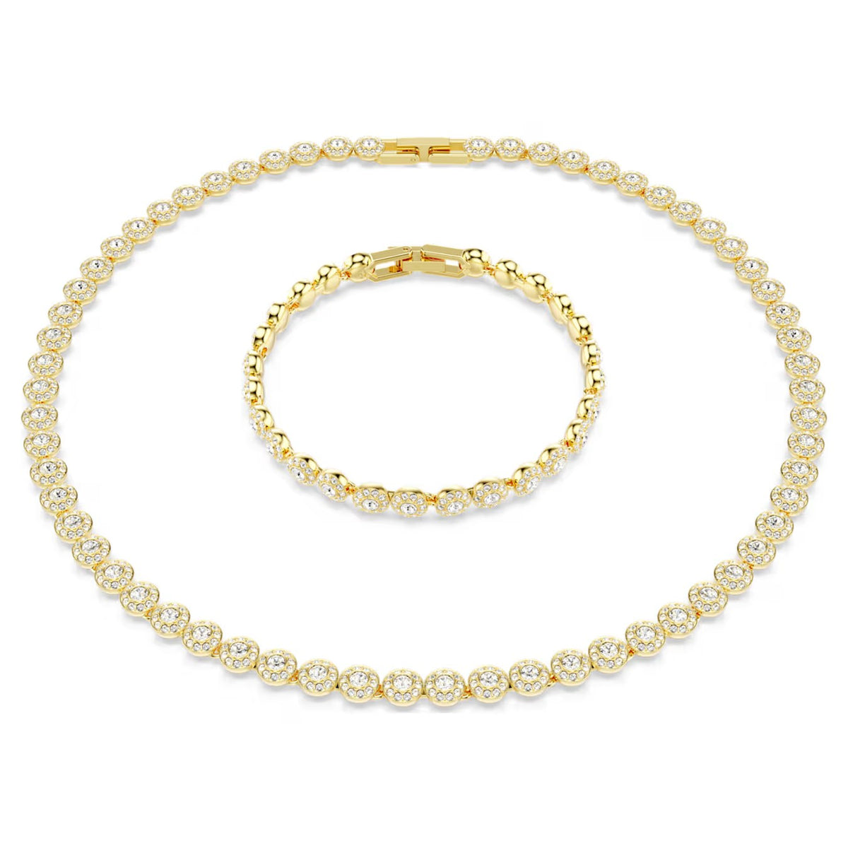 Swarovski - Una Angelic set Round cut, White, Gold-tone plated - 5720506