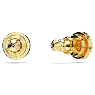 Swarovski - Una stud earrings, Round cut, Gold tone, Gold-tone plated - 5686637