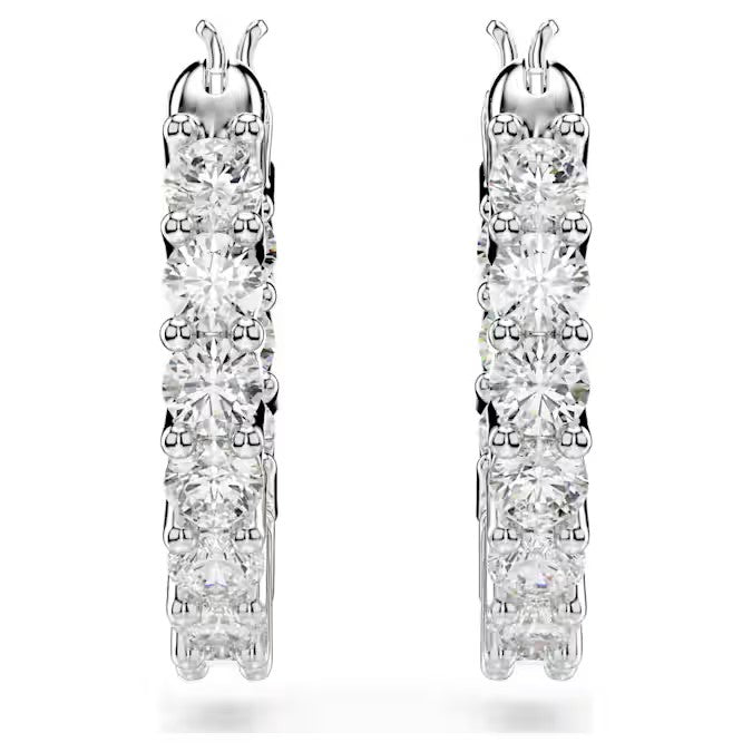 Swarovski - Vittore/Matrix hoop earrings, Round cut, White, Rhodium plated 5562126/5633866 (SS)